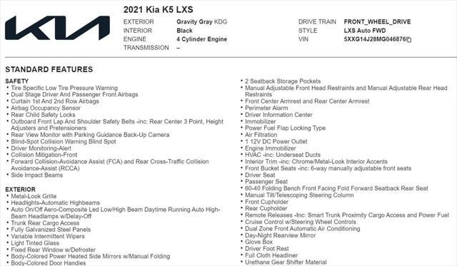 used 2021 Kia K5 car, priced at $15,979