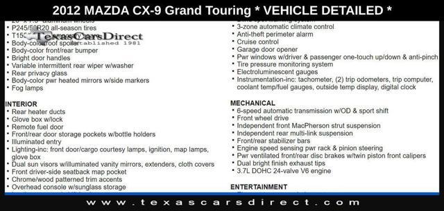 used 2012 Mazda CX-9 car, priced at $6,988