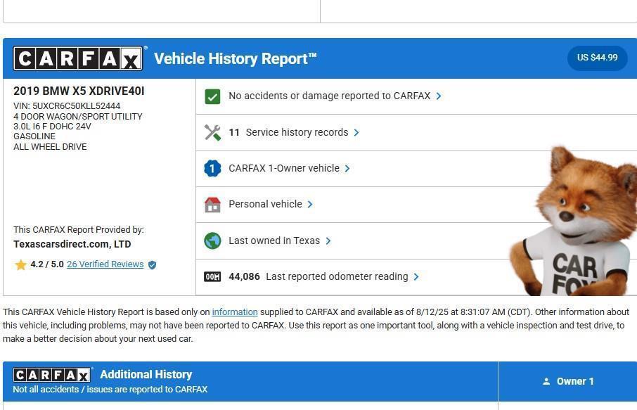 used 2019 BMW X5 car, priced at $30,805