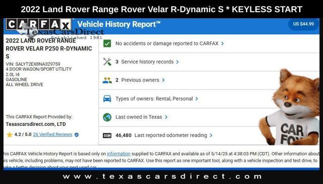 used 2022 Land Rover Range Rover Velar car, priced at $36,888