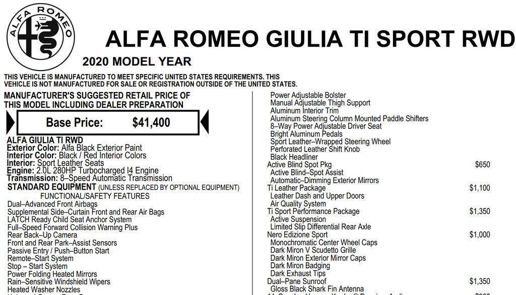 used 2020 Alfa Romeo Giulia car, priced at $22,885