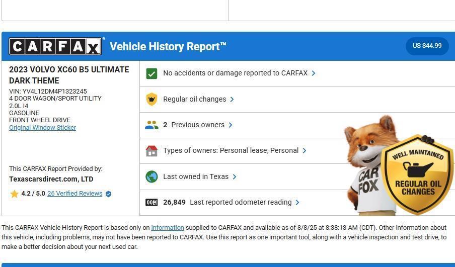 used 2023 Volvo XC60 car, priced at $38,900