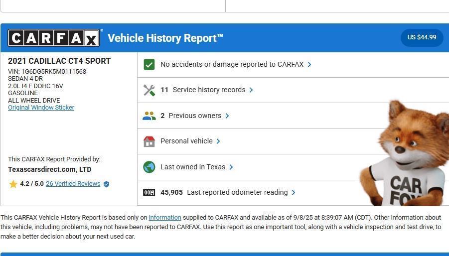 used 2021 Cadillac CT4 car, priced at $28,998