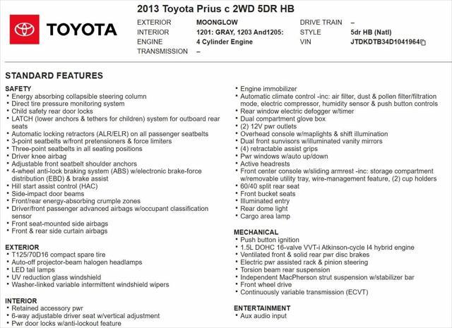 used 2013 Toyota Prius c car, priced at $9,995