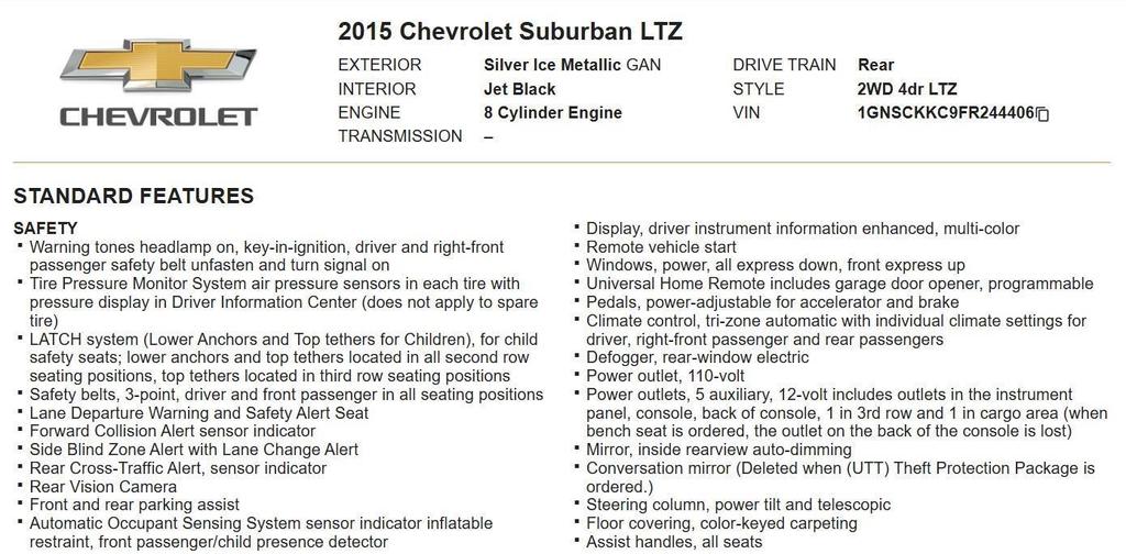 used 2015 Chevrolet Suburban car, priced at $16,895