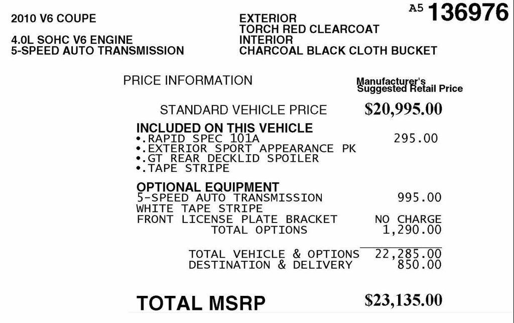 used 2010 Ford Mustang car, priced at $9,488
