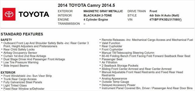 used 2014 Toyota Camry car, priced at $7,980