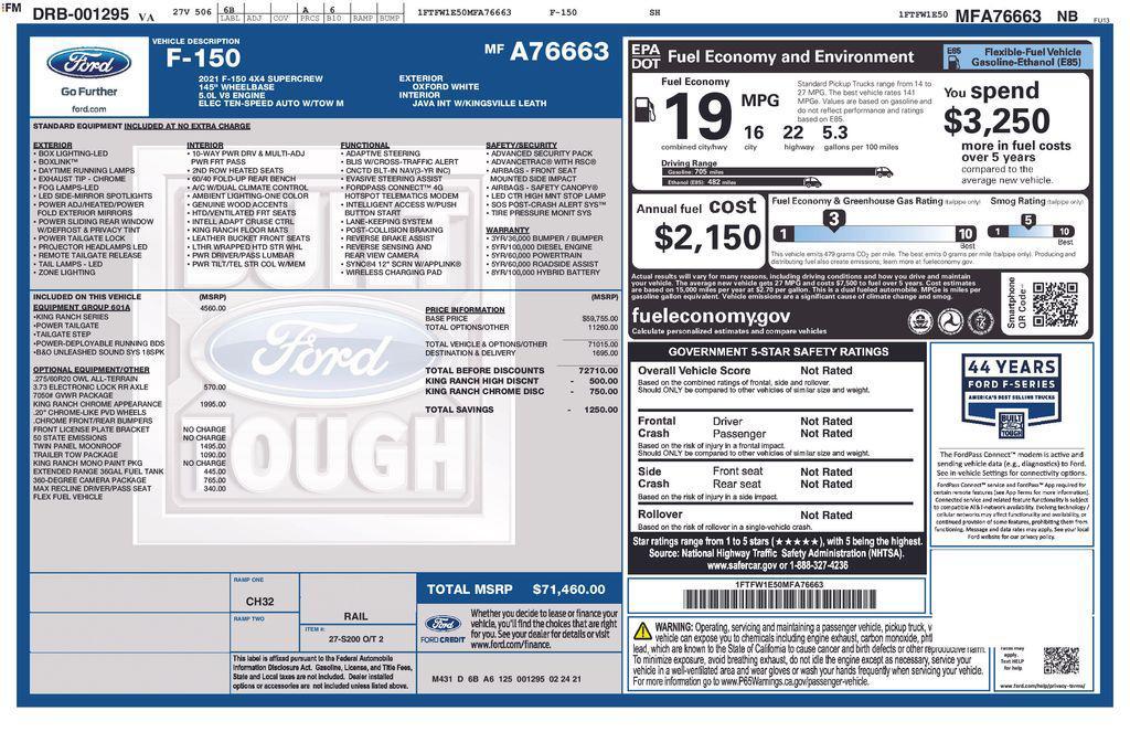 used 2021 Ford F-150 car, priced at $44,999