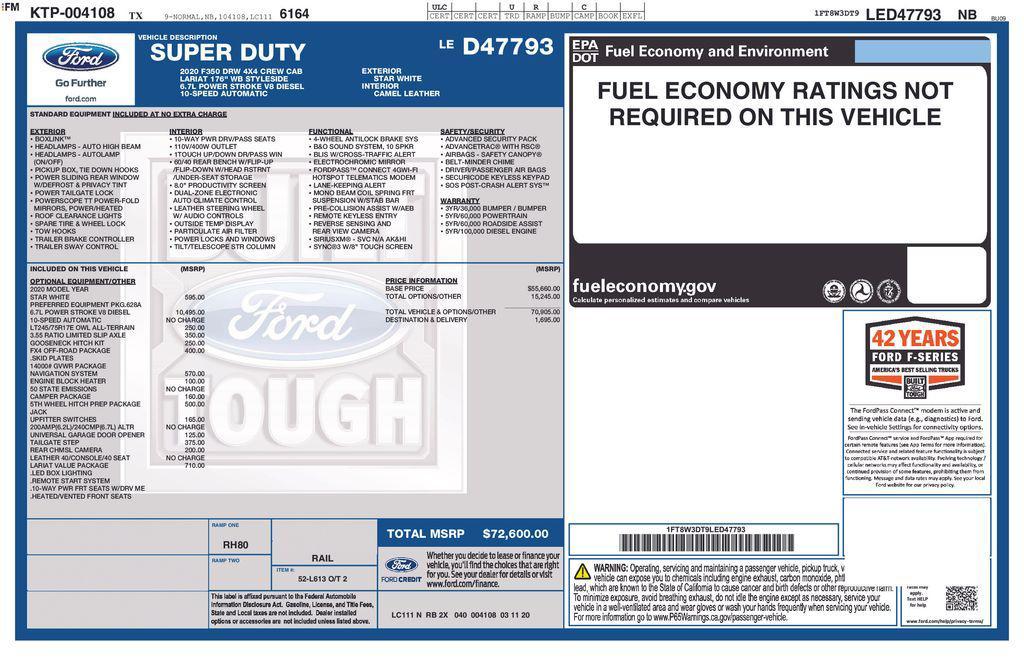 used 2020 Ford F-350 car, priced at $49,999