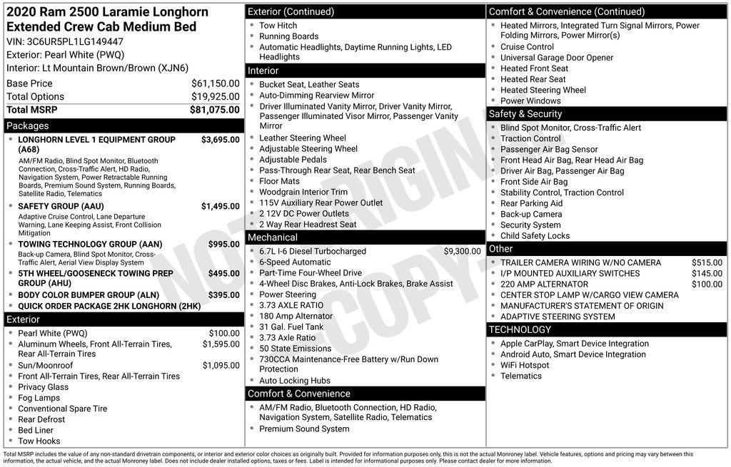 used 2020 Ram 2500 car, priced at $59,295