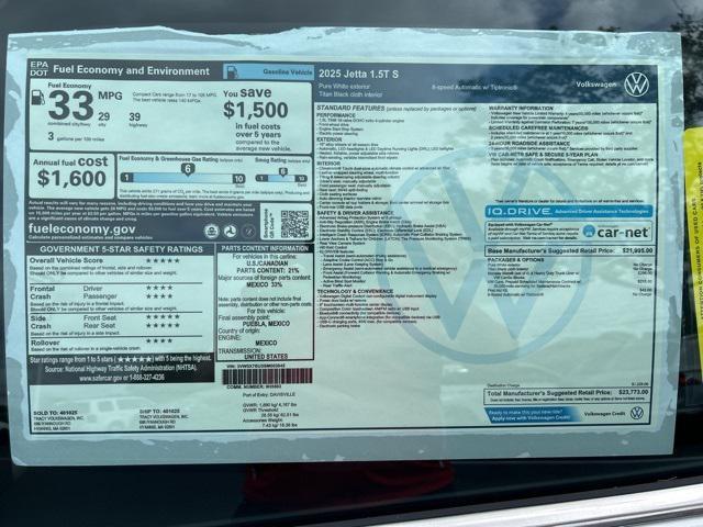 new 2025 Volkswagen Jetta car, priced at $23,773