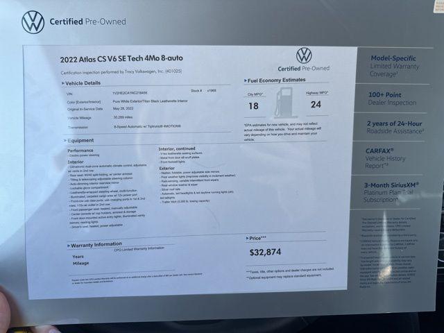 used 2022 Volkswagen Atlas Cross Sport car, priced at $30,952