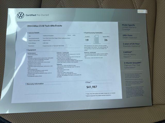 used 2024 Volkswagen Atlas Cross Sport car, priced at $39,976