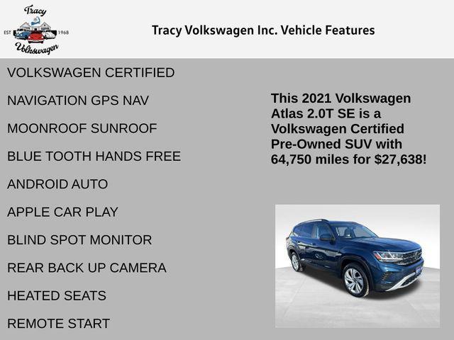 used 2021 Volkswagen Atlas car, priced at $27,638