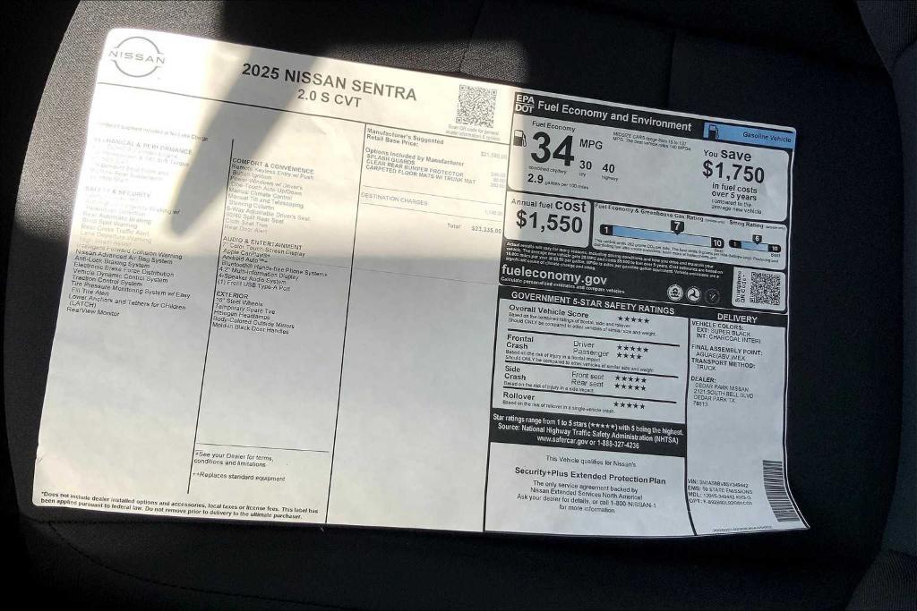 new 2025 Nissan Sentra car, priced at $23,335