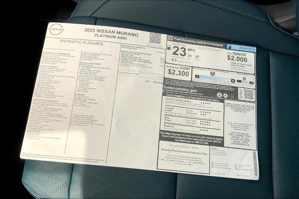 new 2025 Nissan Murano car, priced at $52,750
