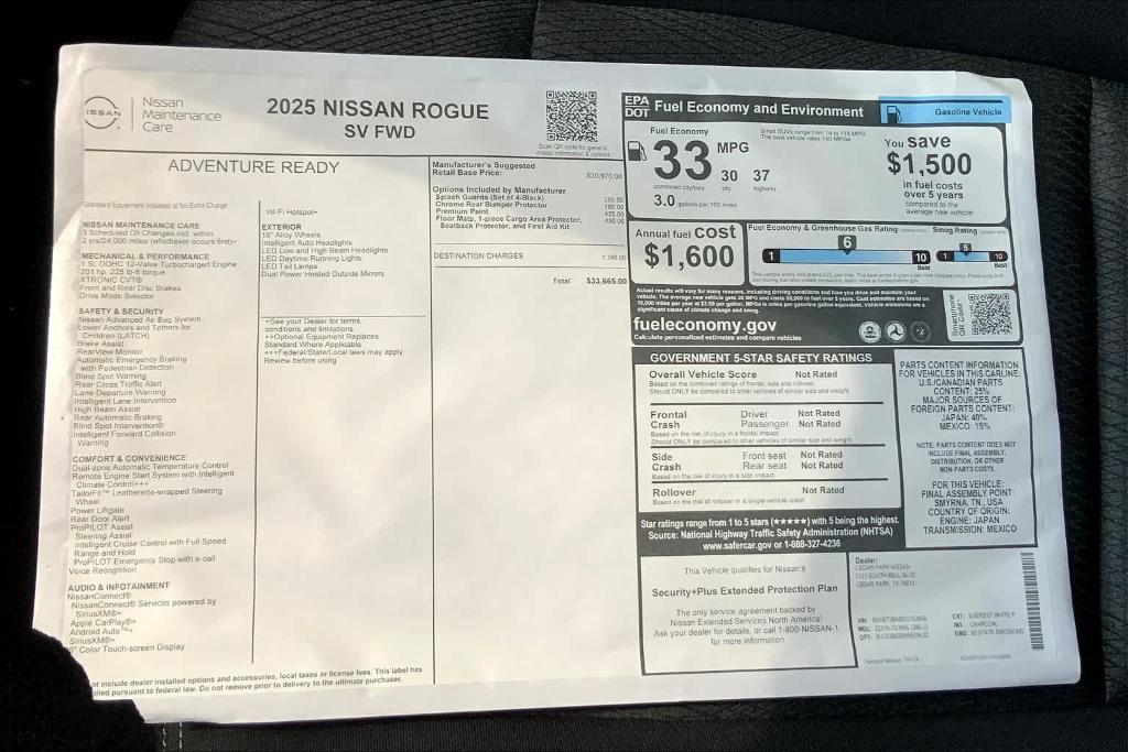 new 2025 Nissan Rogue car, priced at $32,665