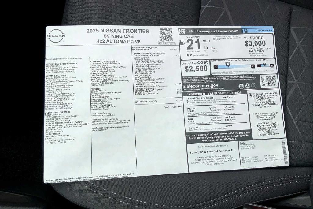 new 2025 Nissan Frontier car, priced at $32,355
