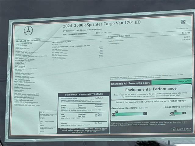 new 2024 Mercedes-Benz eSprinter 2500 car, priced at $78,969