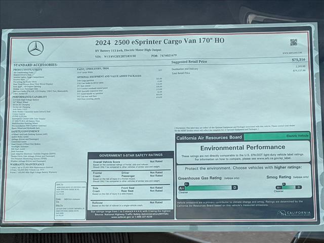 new 2024 Mercedes-Benz Sprinter 2500 car, priced at $79,137