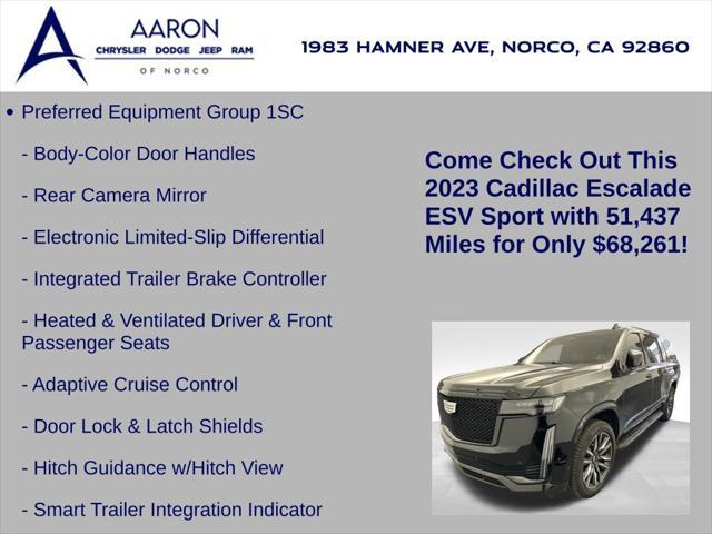 used 2023 Cadillac Escalade ESV car, priced at $68,261