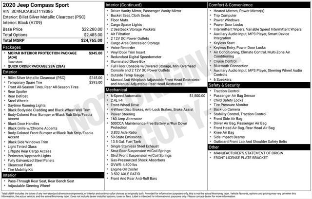 used 2020 Jeep Compass car, priced at $18,997