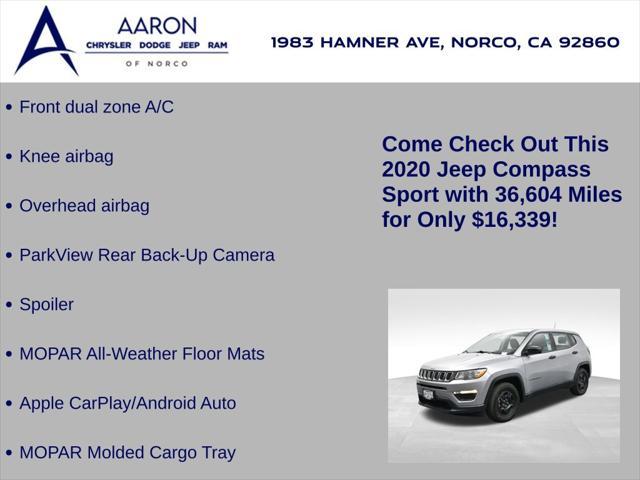 used 2020 Jeep Compass car, priced at $16,339