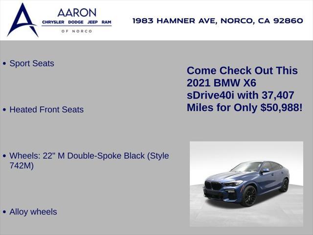 used 2021 BMW X6 car, priced at $49,236