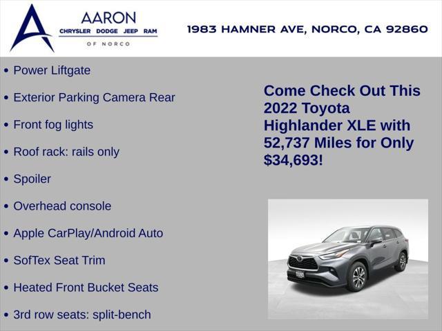 used 2022 Toyota Highlander car, priced at $34,693