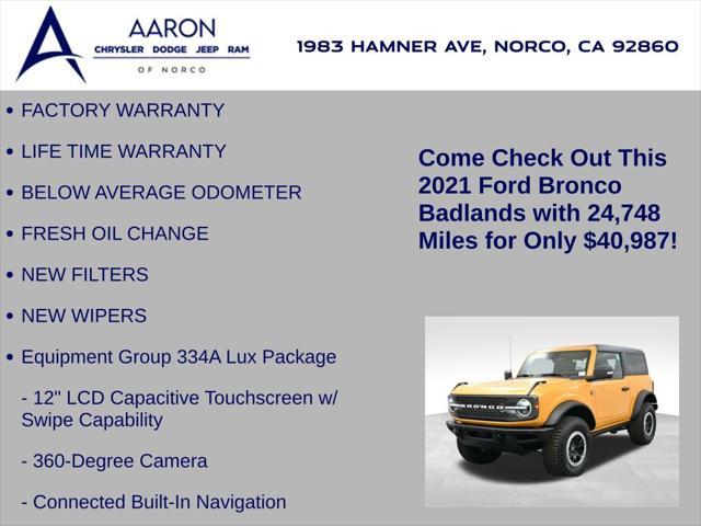 used 2021 Ford Bronco car, priced at $40,987