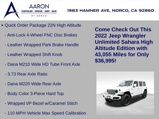 used 2022 Jeep Wrangler Unlimited car, priced at $36,995