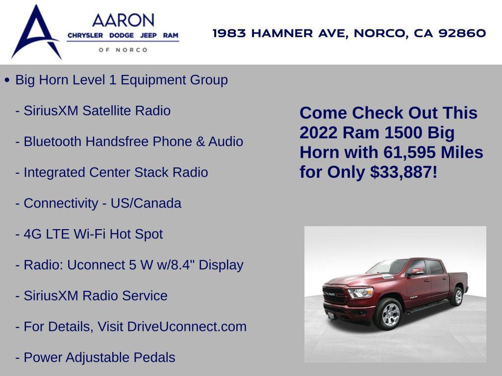 used 2022 Ram 1500 car, priced at $33,887