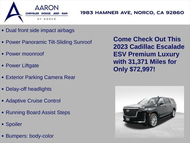 used 2023 Cadillac Escalade ESV car, priced at $72,997