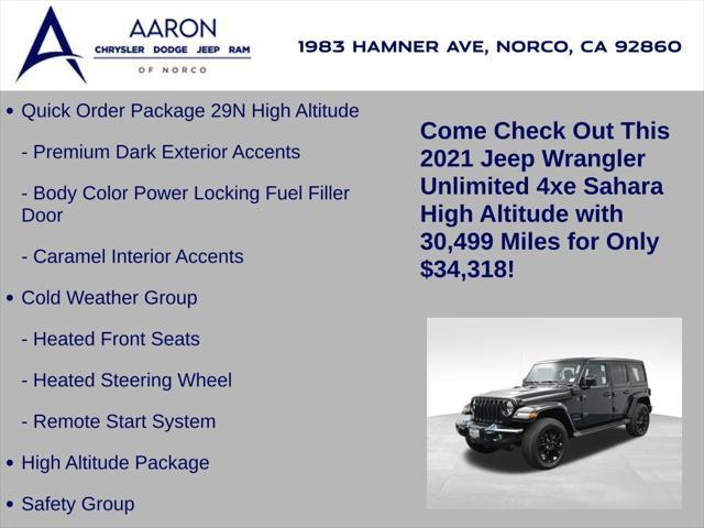 used 2021 Jeep Wrangler Unlimited 4xe car, priced at $34,318