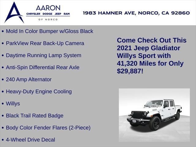 used 2021 Jeep Gladiator car, priced at $29,887