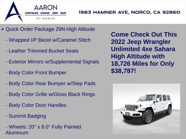 used 2022 Jeep Wrangler Unlimited 4xe car, priced at $38,787