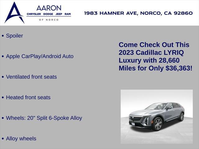 used 2023 Cadillac LYRIQ car, priced at $36,363