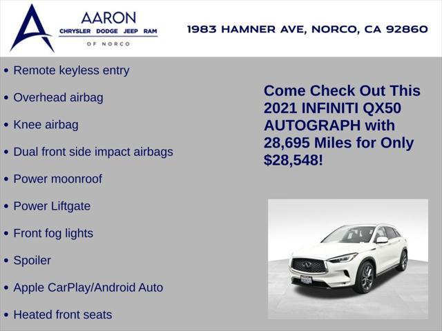 used 2021 INFINITI QX50 car, priced at $28,548