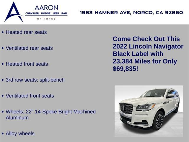 used 2022 Lincoln Navigator car, priced at $69,835