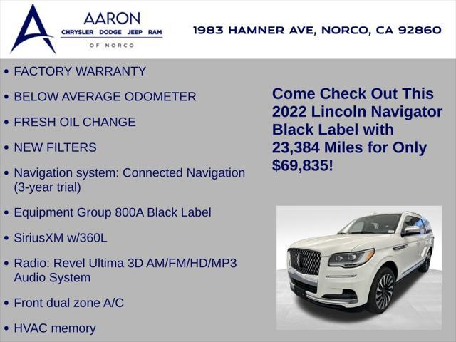 used 2022 Lincoln Navigator car, priced at $69,835