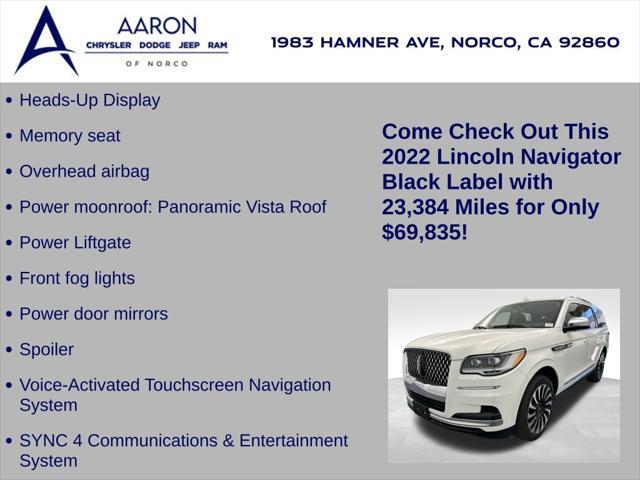 used 2022 Lincoln Navigator car, priced at $69,835
