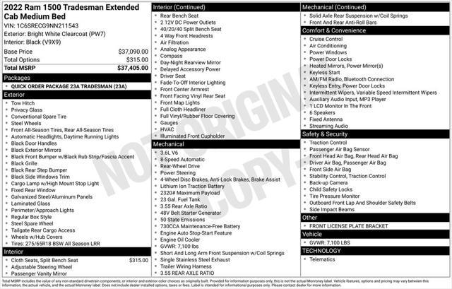 used 2022 Ram 1500 car, priced at $25,371