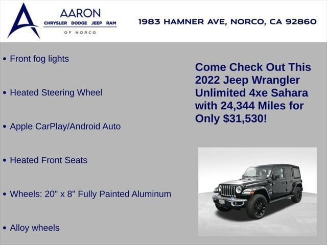 used 2022 Jeep Wrangler Unlimited 4xe car, priced at $31,530