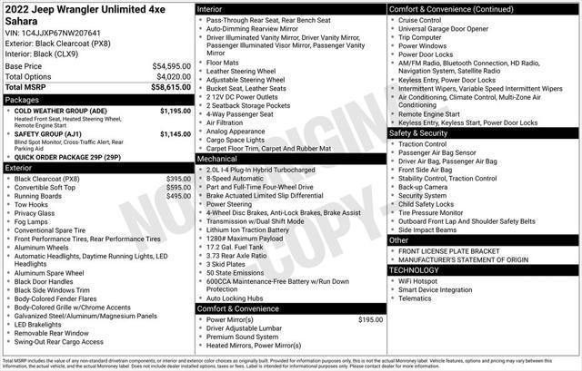 used 2022 Jeep Wrangler Unlimited 4xe car, priced at $34,719