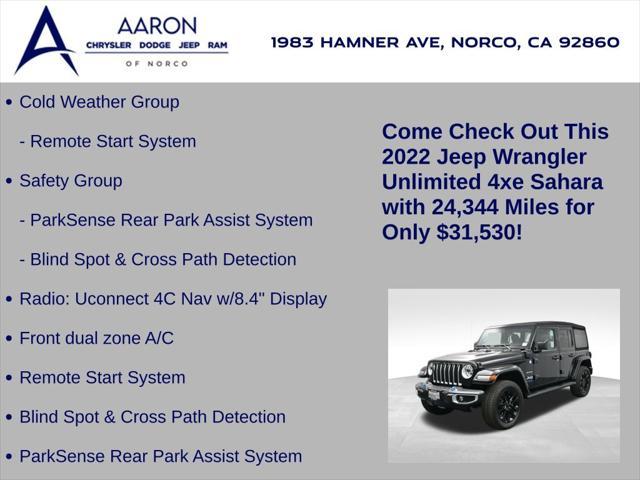 used 2022 Jeep Wrangler Unlimited 4xe car, priced at $31,530