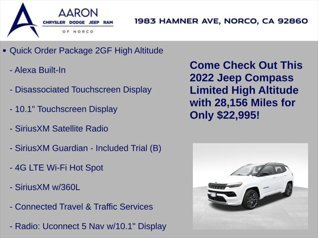 used 2022 Jeep Compass car, priced at $22,995