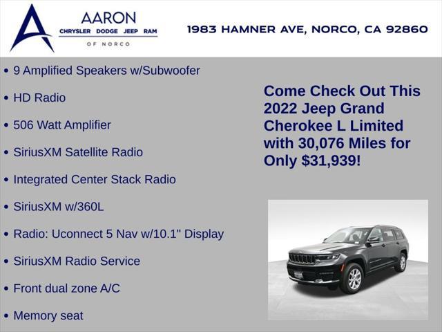 used 2022 Jeep Grand Cherokee L car, priced at $31,939