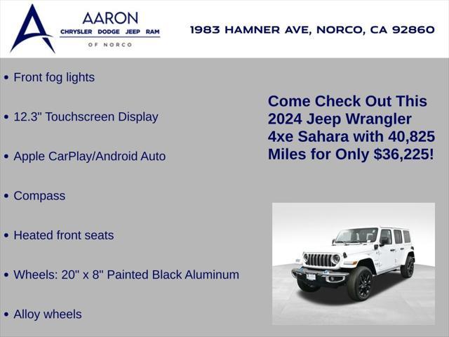 used 2024 Jeep Wrangler 4xe car, priced at $36,225