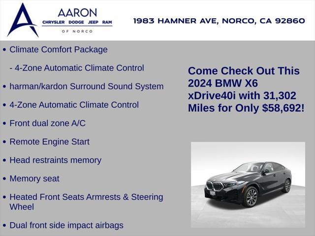 used 2024 BMW X6 car, priced at $58,692