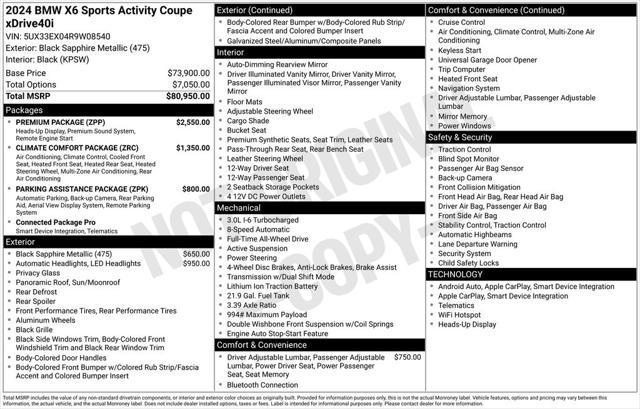used 2024 BMW X6 car, priced at $65,802